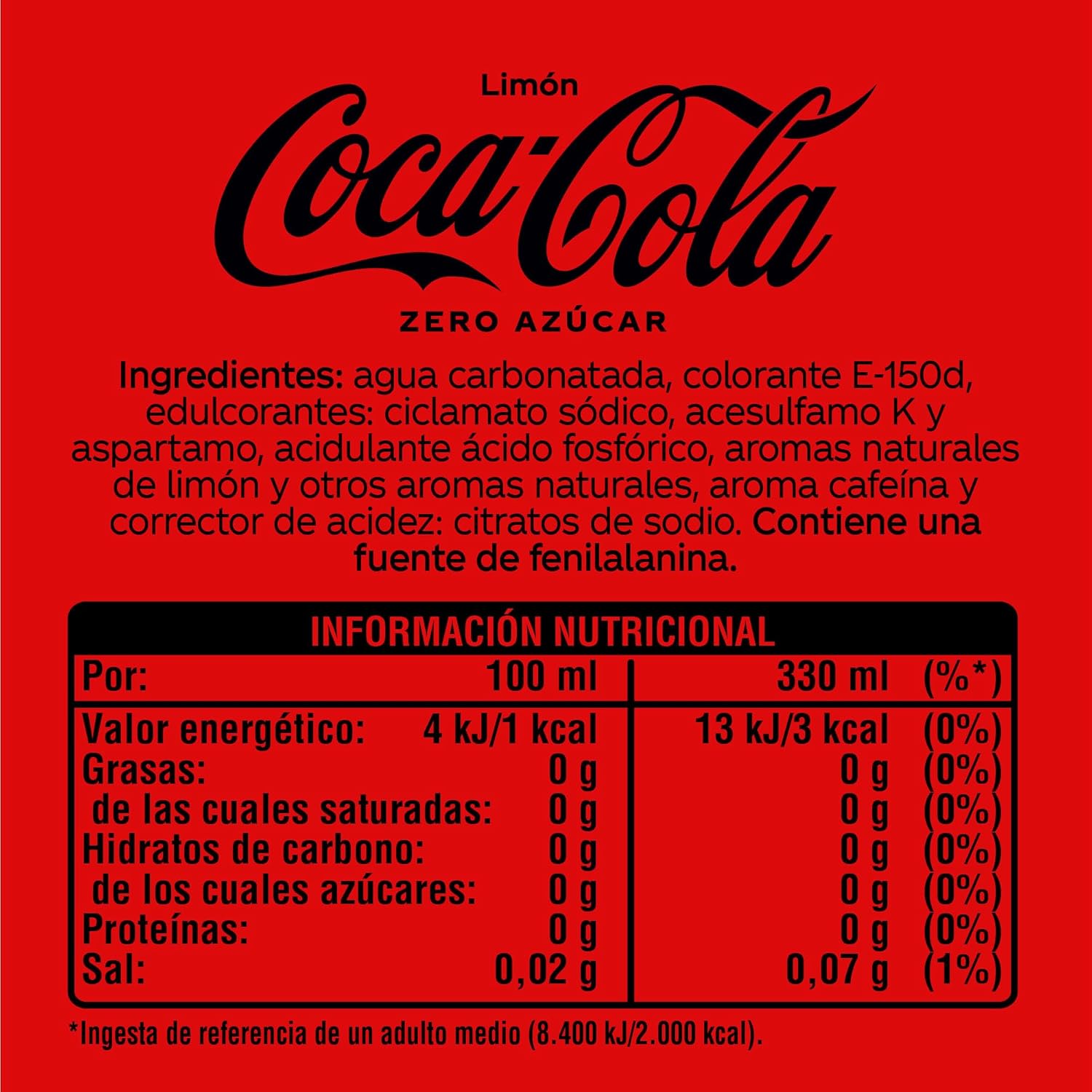 Thumbnail 3 de Coca-Cola Zero Limón 🍋 Pack 24 latas 330 ml