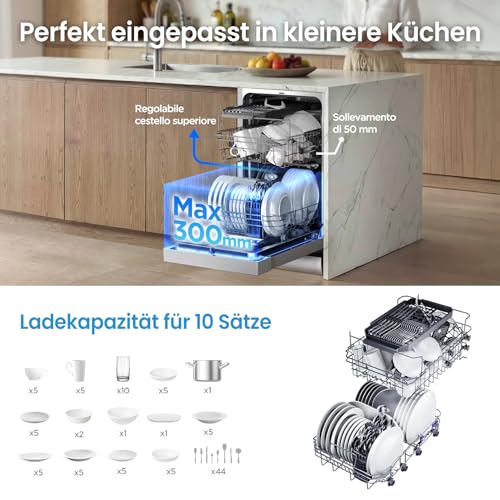 Detalle de Midea Spülmaschine 45 cm Freistehend & Unterbaufähig – 10 Maßgedecke, EEK C