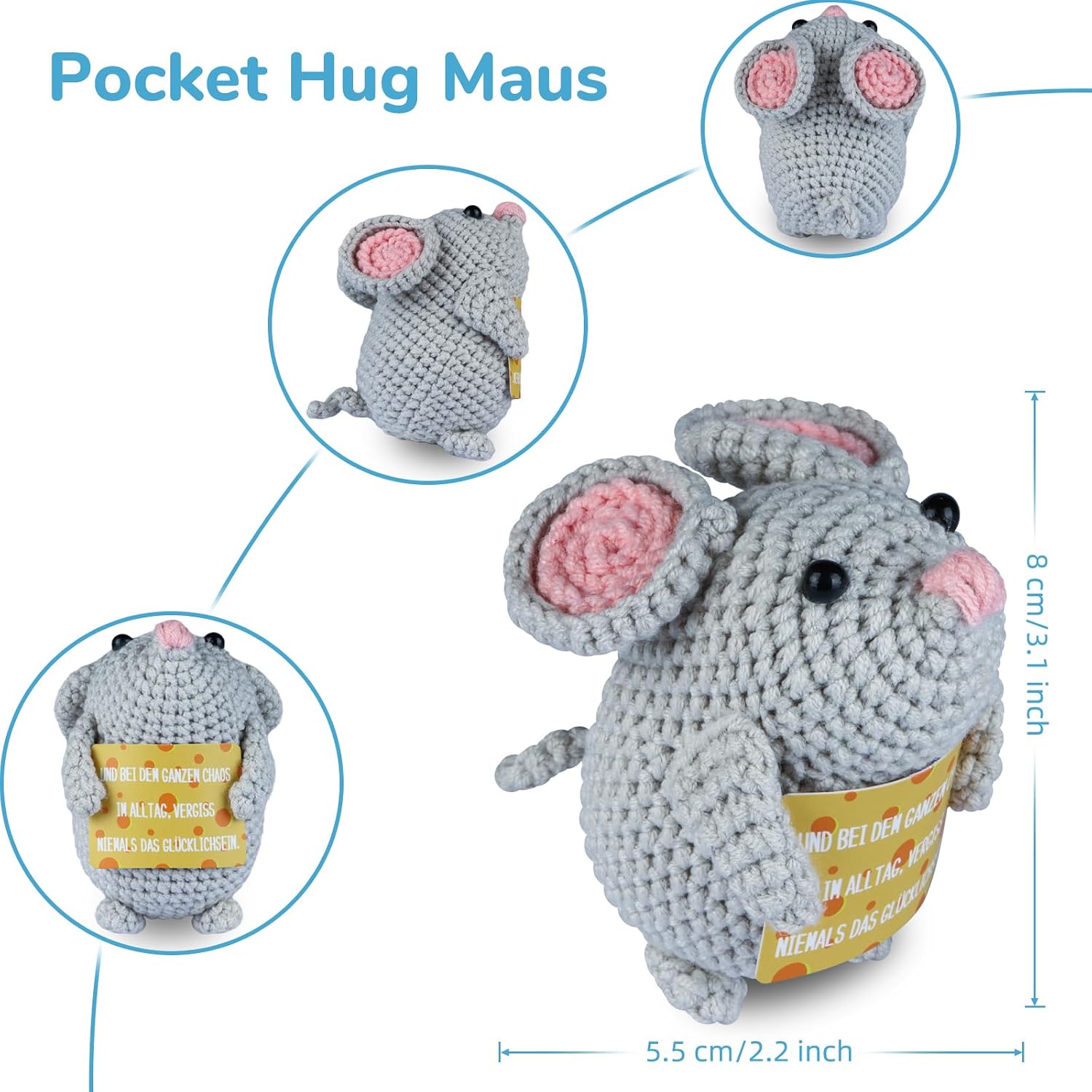 Detalle 2 de WenmthG Glücksbringer Pocket Hug Maus Kartoffel Mutmacher