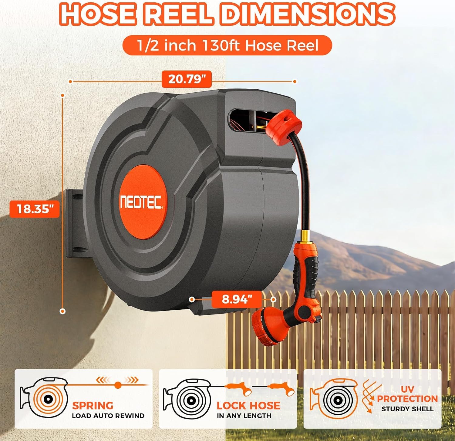 Detalle de Retractable Garden Hose Reel 130 ft