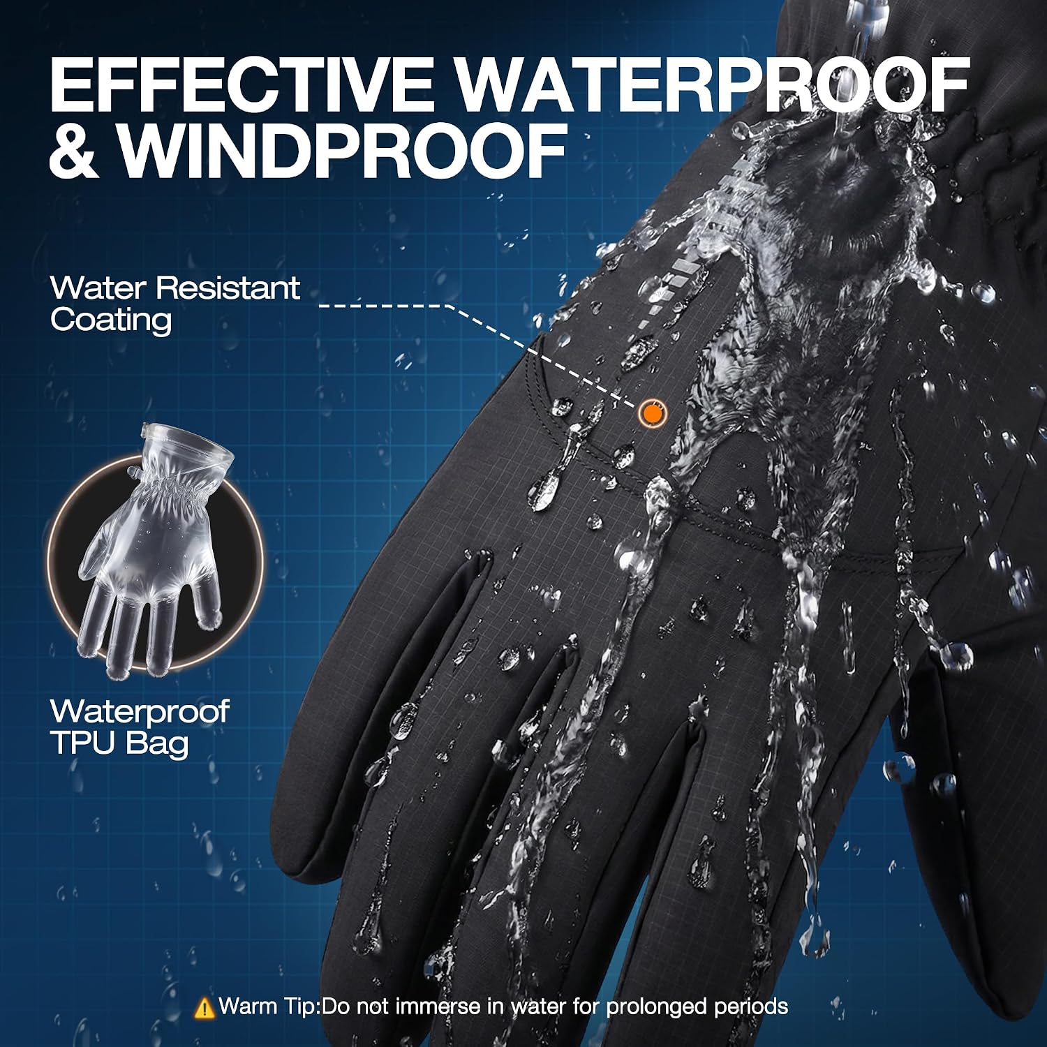 Detalle 2 de SIMARI Winter Gloves, XX-Large Black, Touchscreen Fingers and Windproof Cuffs