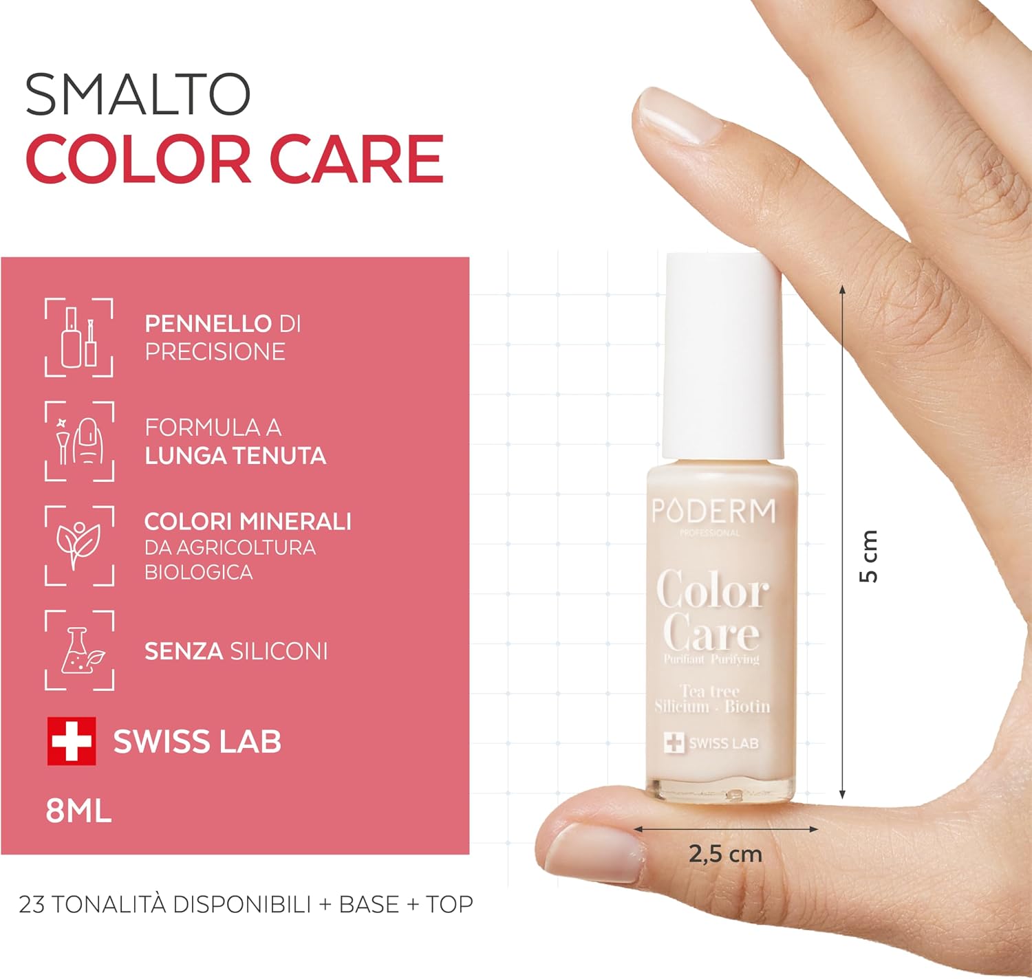 Thumbnail 4 de PODERM Smalto Micosi Unghie Swiss Made con Tea Tree, Silicio e Biotina – colore lattiginoso, 8 ml