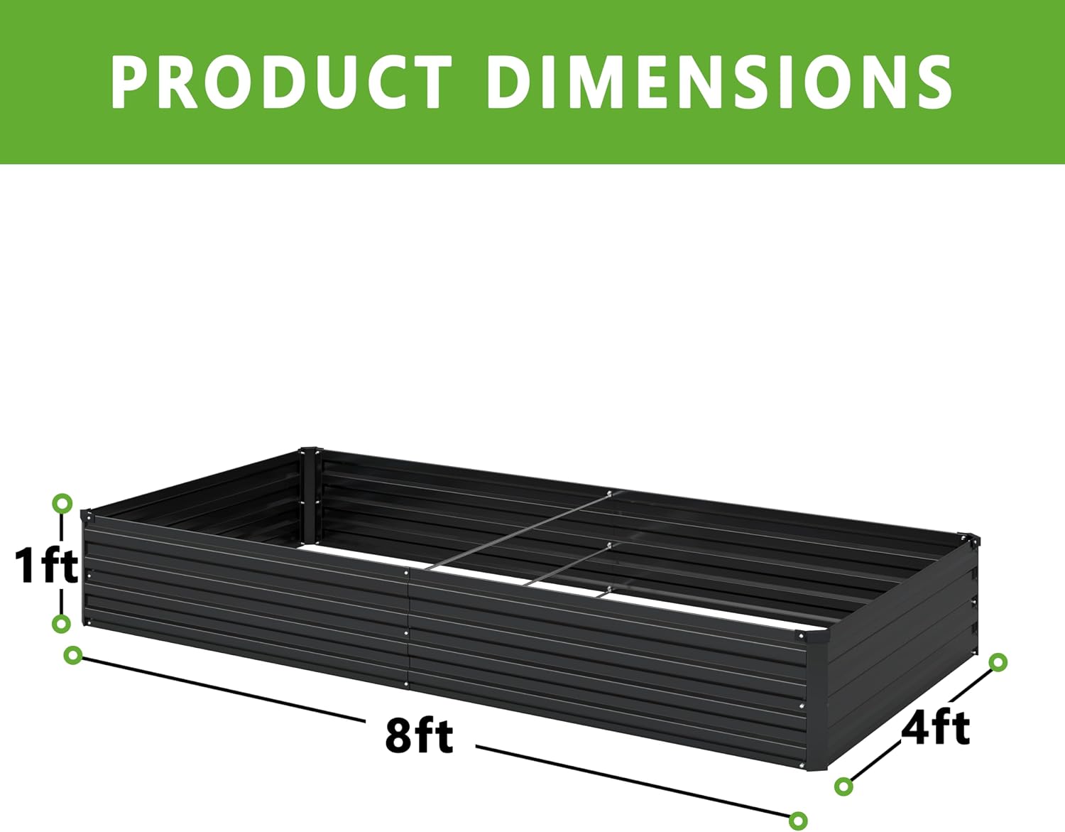 Detalle 2 de DIIYIV 2-Piece 8 x 4 x 1 ft Galvanized Raised Garden Bed Kit