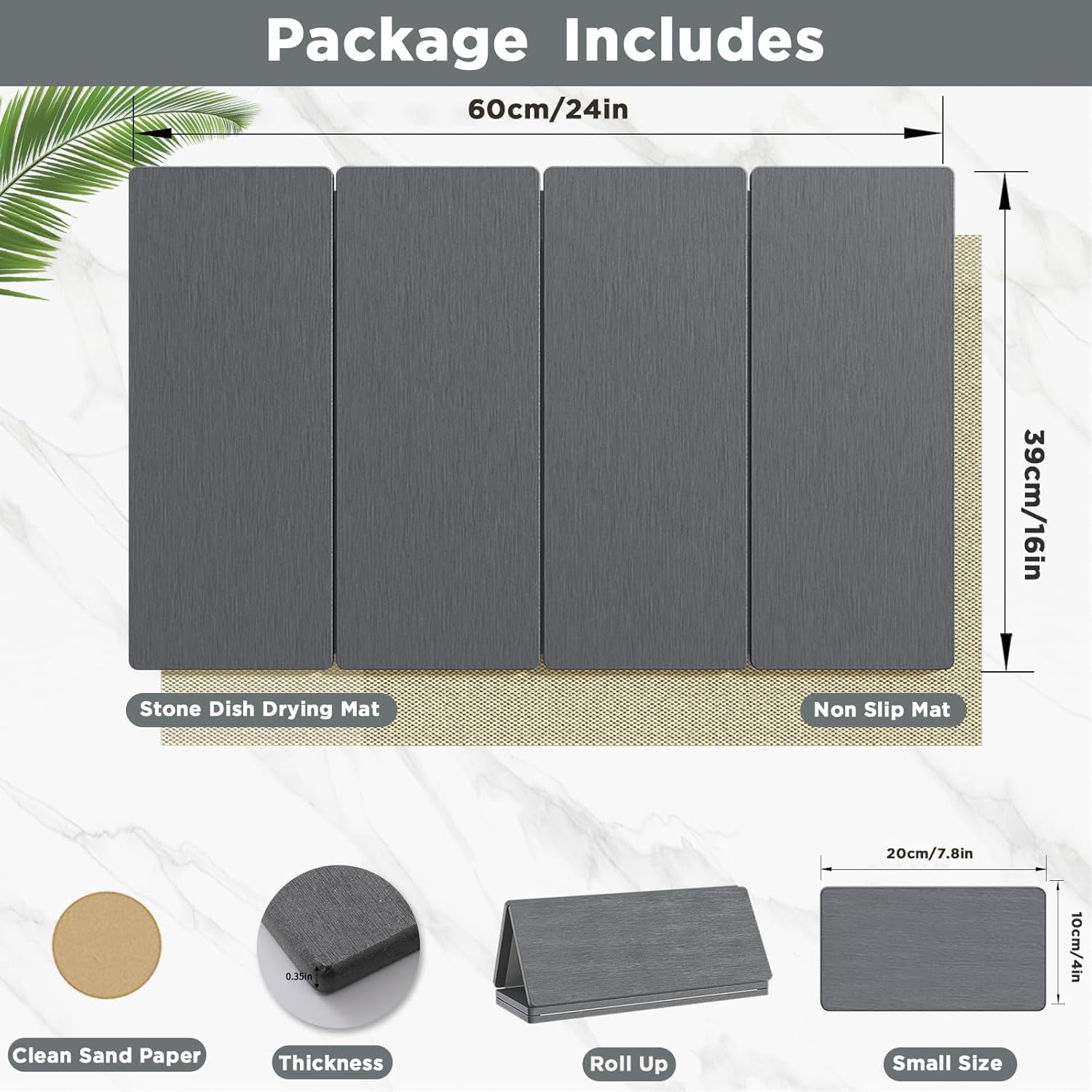 Detalle de IMGROSE 2pcs Stone Drying Mat for Kitchen Counter