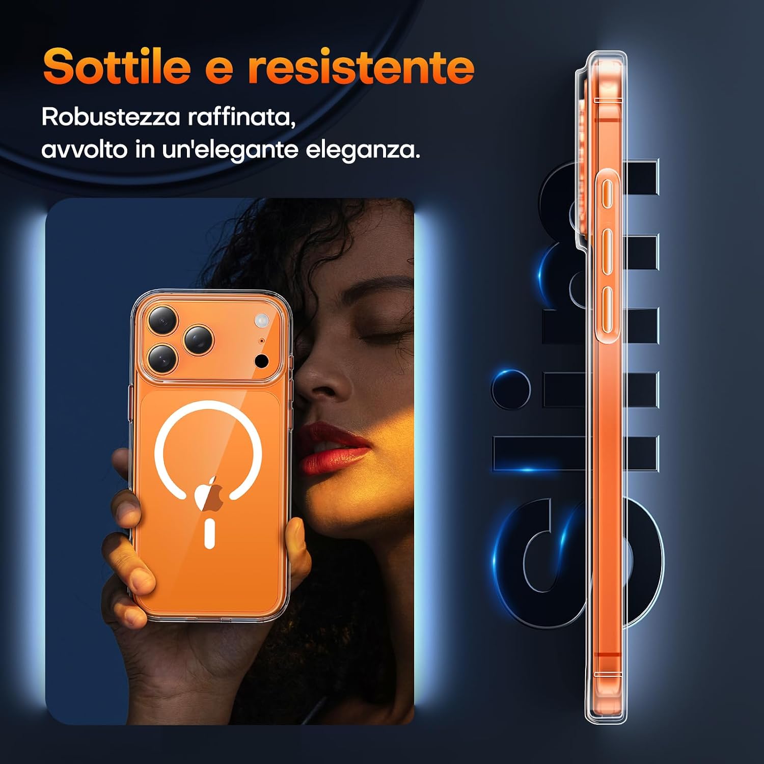 Thumbnail 4 de TAURI Cover iPhone 17 Pro Max trasparente con vetro temperato