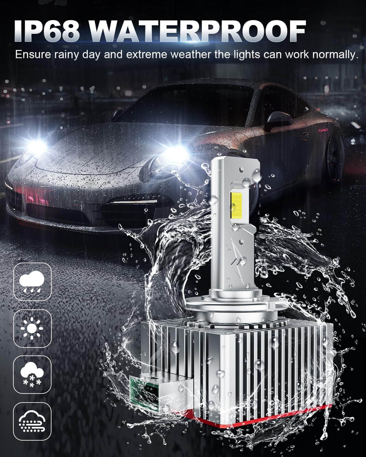 Detalle 2 de SUPAREE D3R/D3S LED Headlight Bulb Conversion Kit (35W) with Canbus & Cooling Fan – Plug and Play, 2 Pack