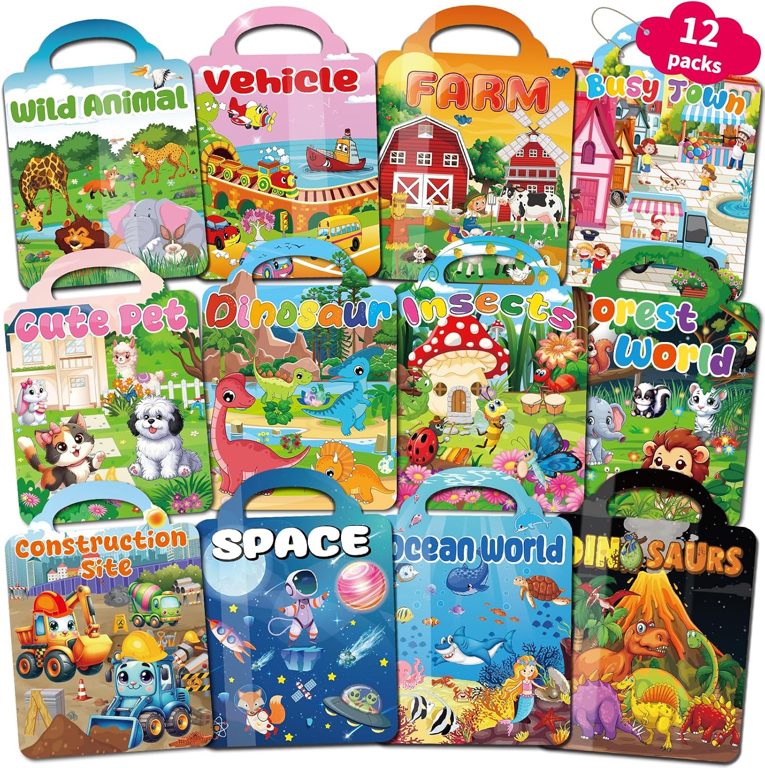 Detalle de Kalysky 12 Set (650pcs) Reusable Sticker Books for Toddlers 2-4 to 5: Packed with 3D HD Reusable Stickers
