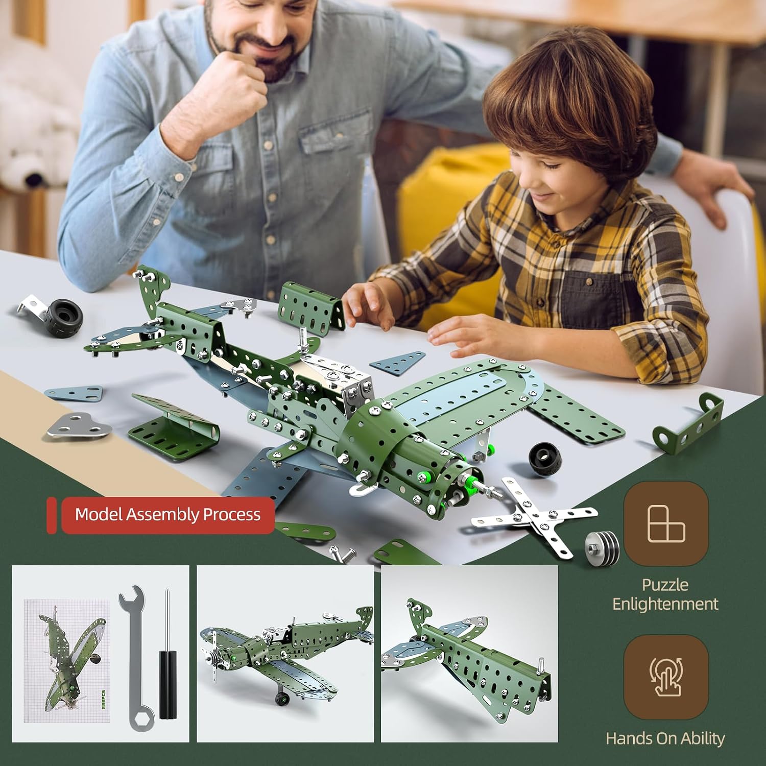 Detalle 2 de Metal Airplane STEM Building Kit, 285 Pieces