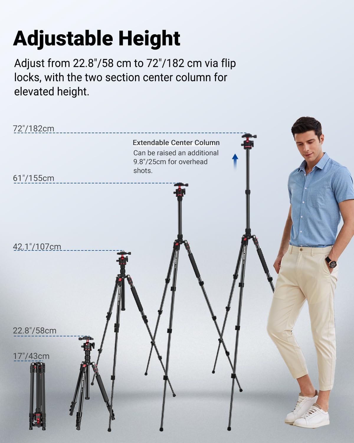 Detalle de NEEWER TP14B 72" Travel Tripod — 13.2 lb load