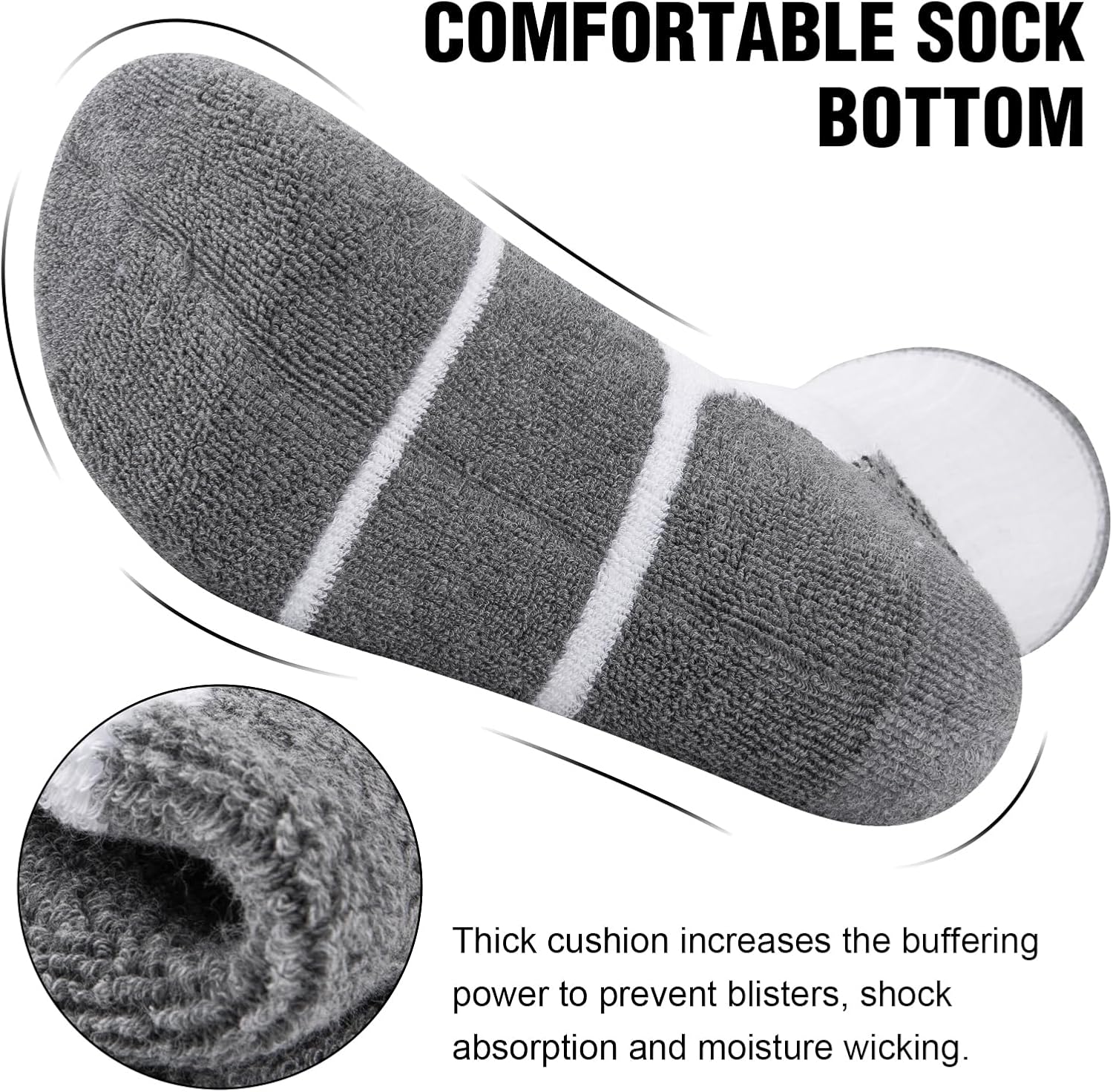 Detalle 1 de COOVAN Men's Cotton Crew Socks, 6 Pairs, Cushioned and Moisture-Wicking