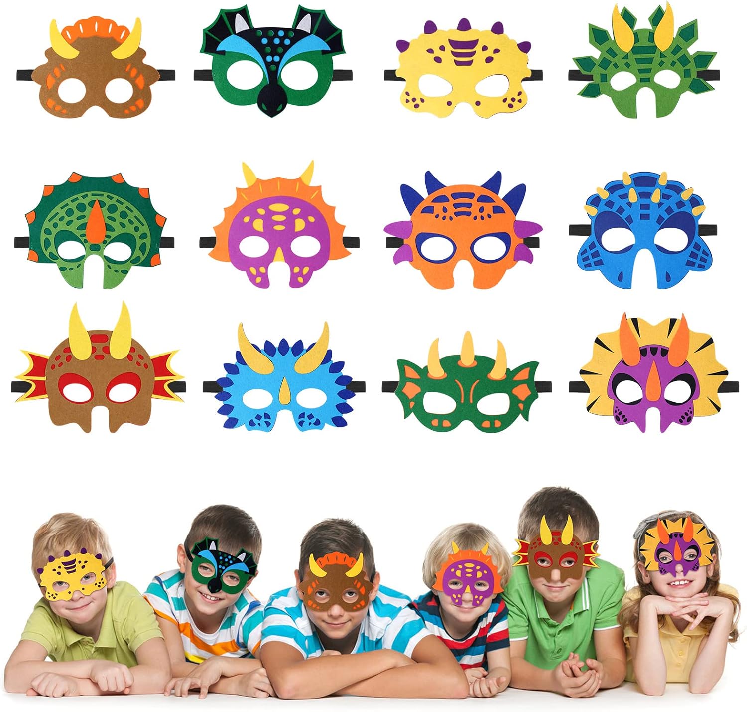 Detalle de URAQT Superhero Mask set (16 felt masks) for children’s dress up and cosplay