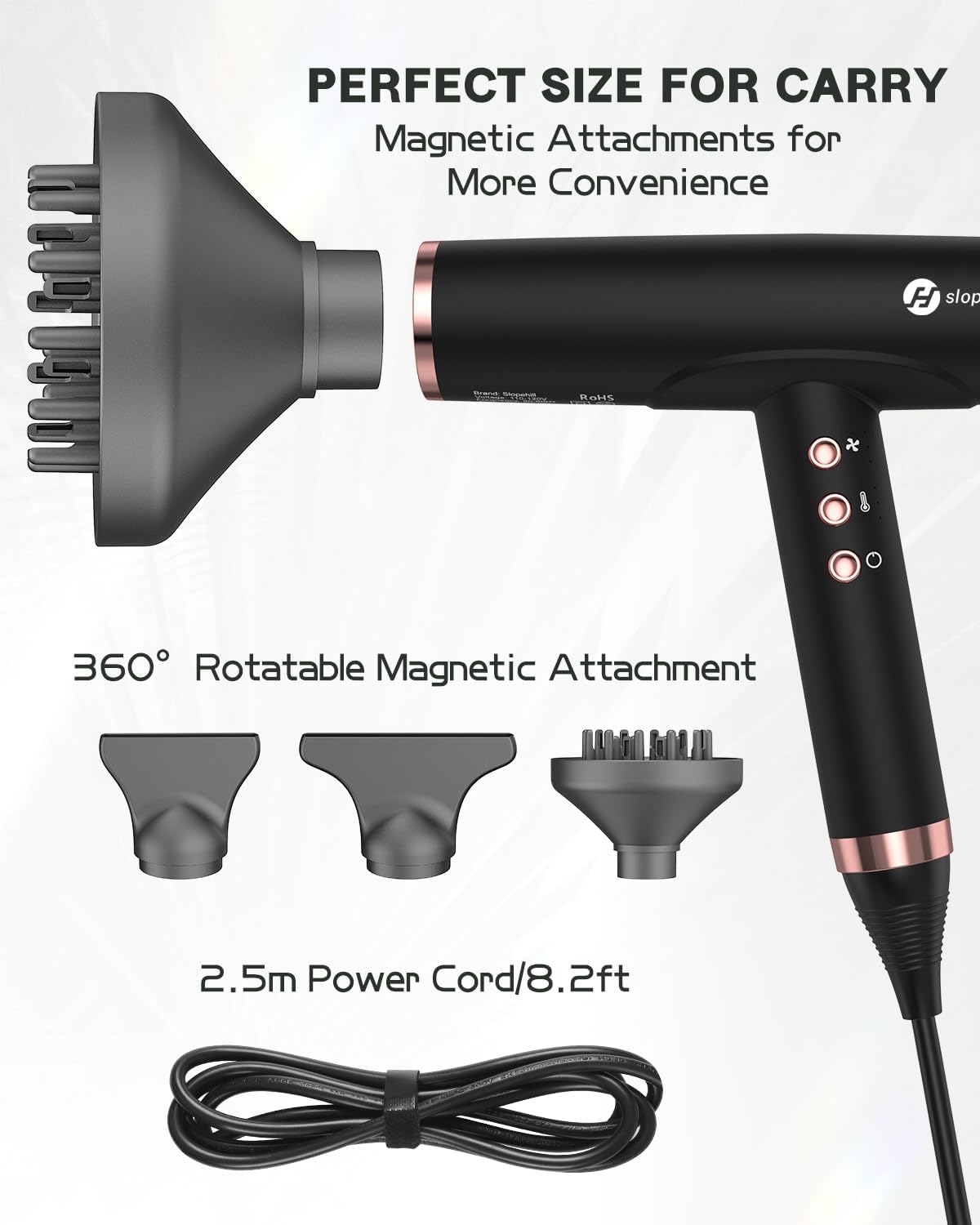 Thumbnail 3 de Slopehill Professional Ionic Hair Dryer with Diffuser — Lightweight, Powerful Travel-Ready Salon Performance