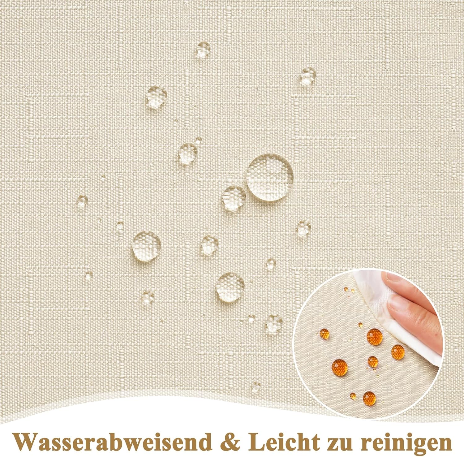 Thumbnail 2 de AooHome Tischdecke abwaschbar Beige (Leinen-Optik), 100x140 cm – wasserabweisend mit Lotuseffekt