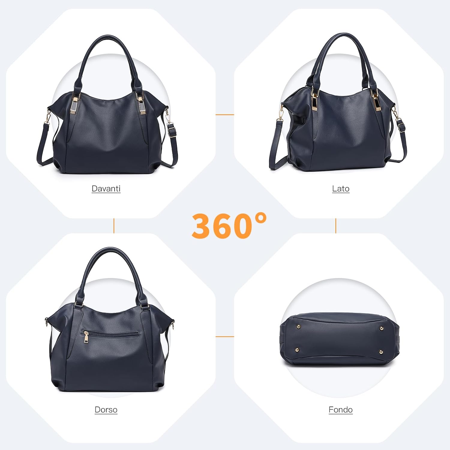 Thumbnail 2 de Miss Lulu Borsa Donna Grande con Tracolla Regolabile in Pelle PU Impermeabile – Tote per Lavoro, Scuola, Università e Viaggio