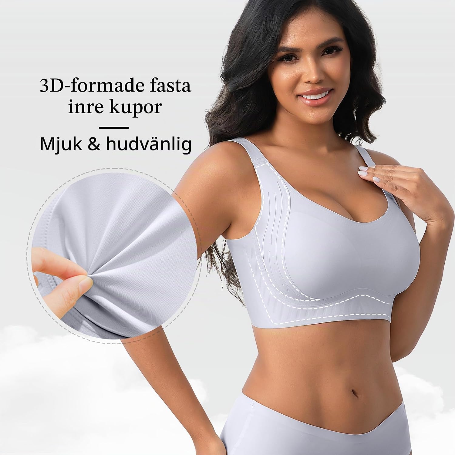 Detalle de Plus size-bh med osynlig design, full täckning och justerbara axelband