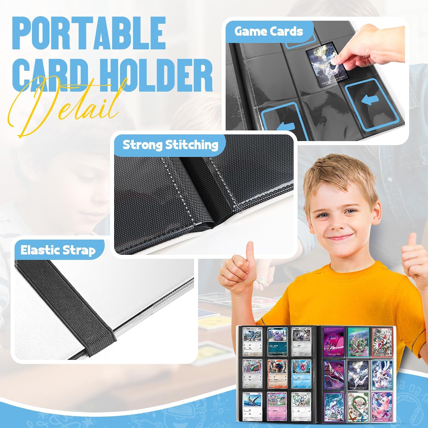 Detalle 1 de SRISE JG-CB-004 Trading Card Binder, 360-Card Capacity, 20 Pages, White