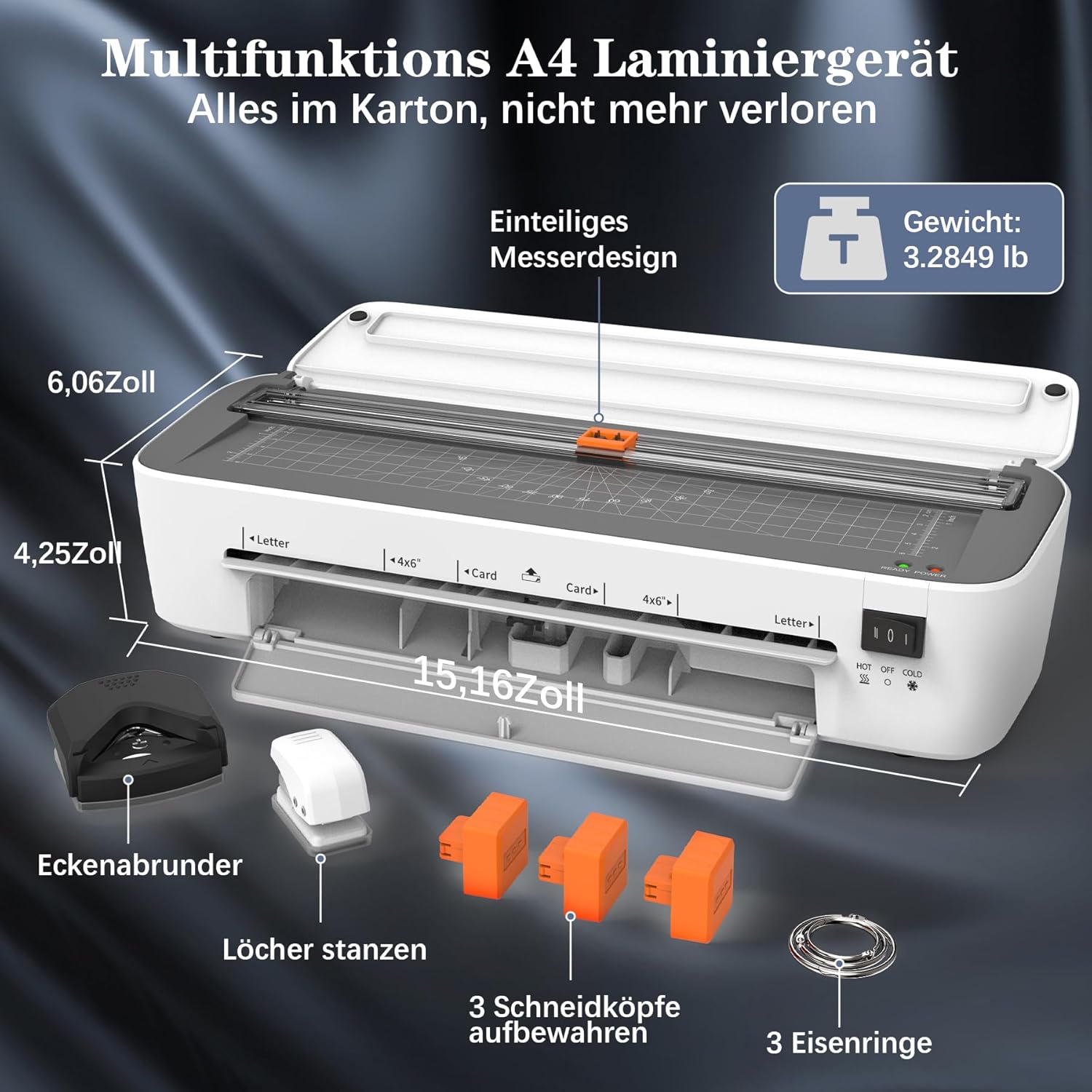 Thumbnail 1 de 11‑in‑1 A4 Thermolaminiergerät mit 36 Folien 📄