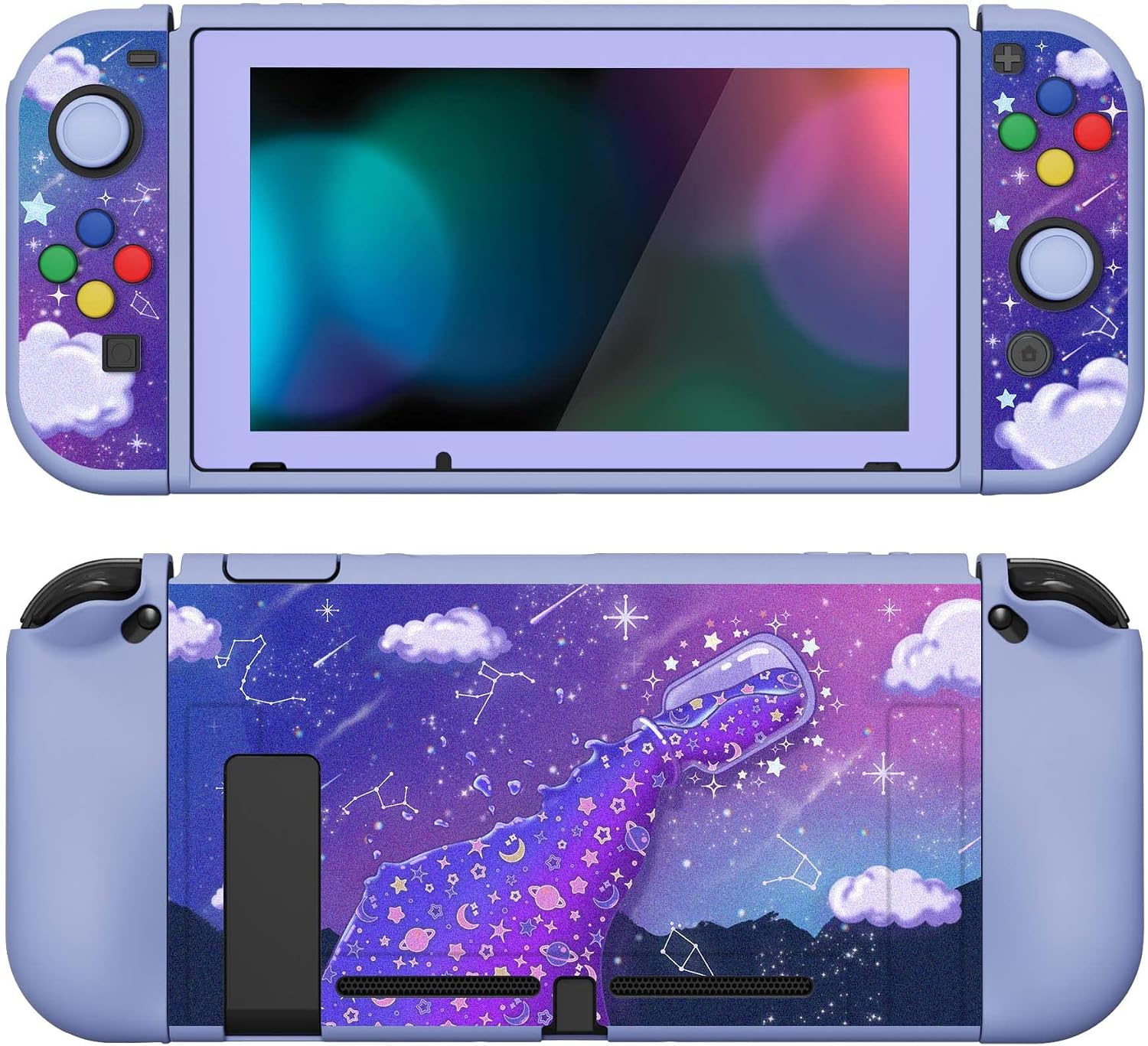 Detalle de PlayVital ZealProtect Soft Protective Case for Nintendo Switch – Protective TPU shell with tempered glass screen protector and accessory set