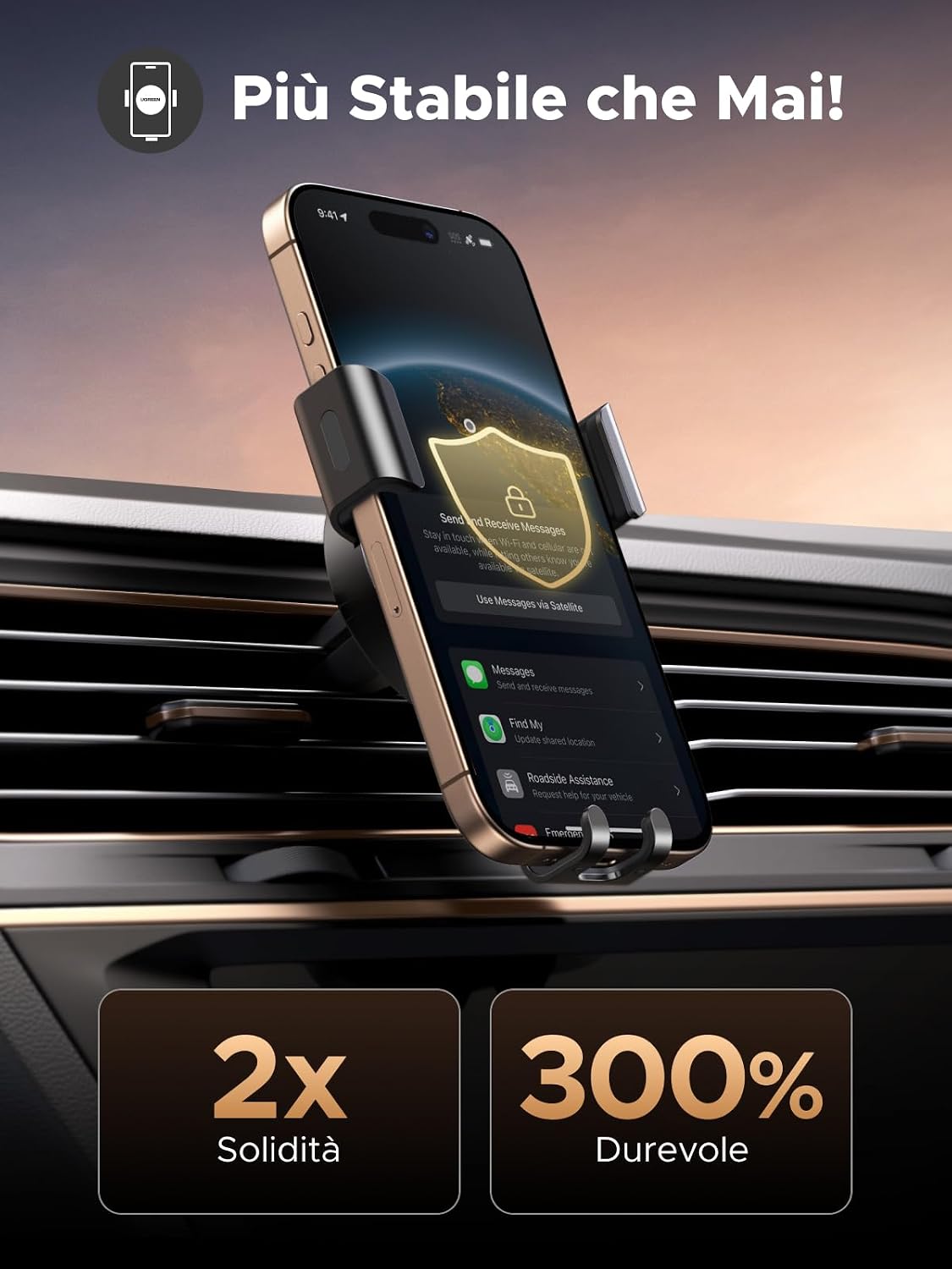Detalle de UGREEN Supporto Auto Gravità in alluminio per smartphone