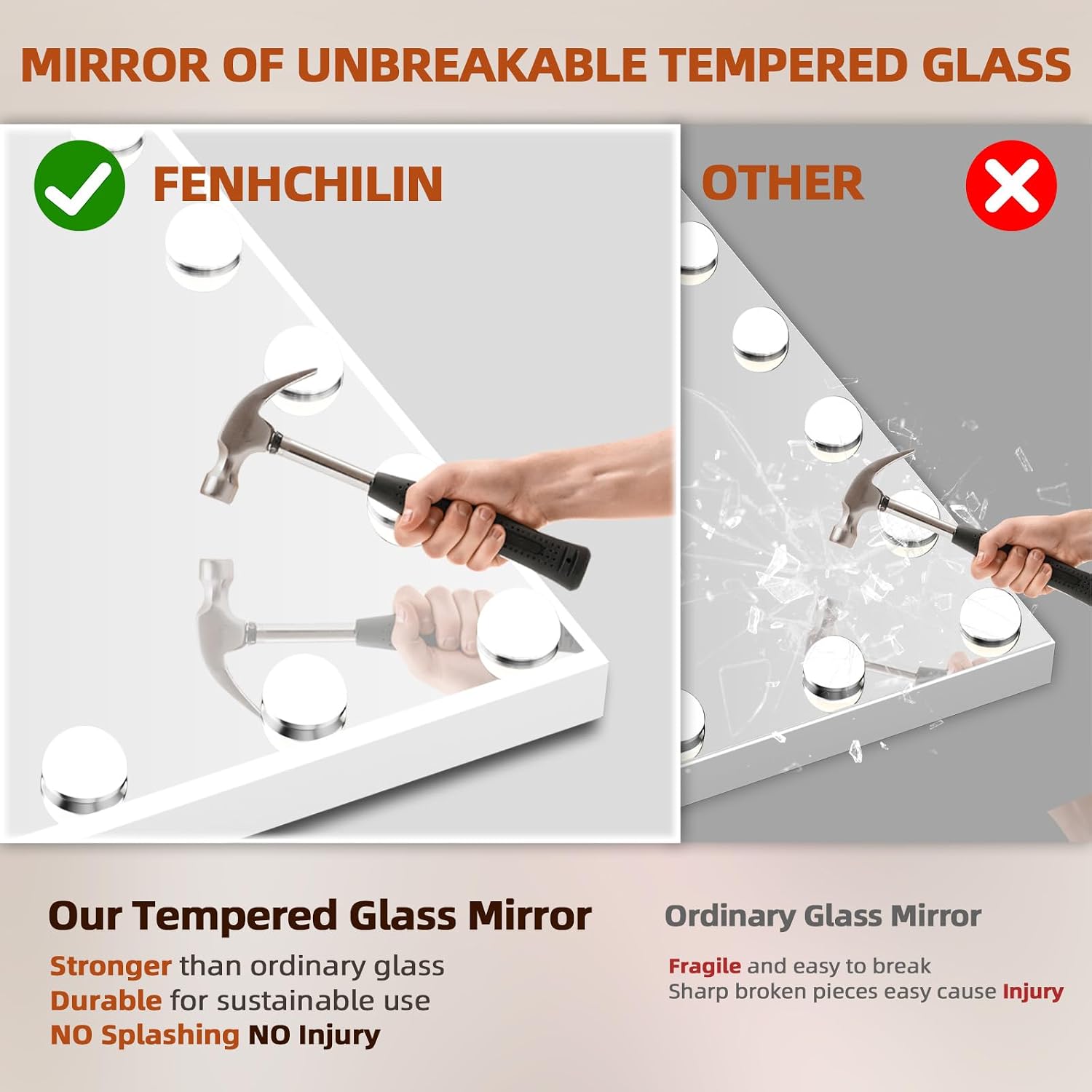 Detalle de FENCHILIN 32x23-Inch Vanity Mirror with Lights and Bluetooth Speakers