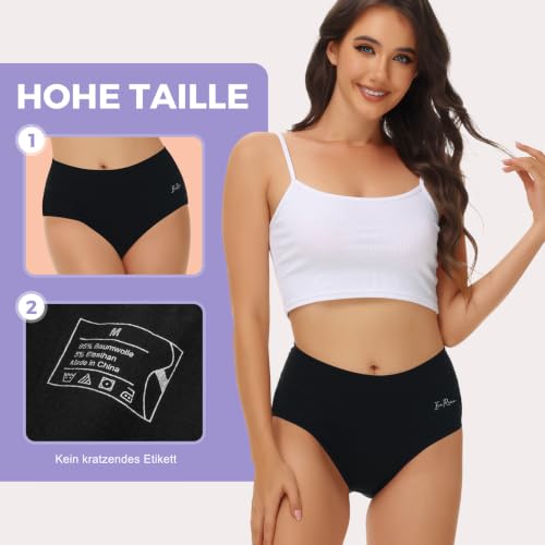 Thumbnail 3 de IceReco Bragas Mujer Algodón de Cintura Alta (Pack 5) – Culotte Postparto, Negro, Talle L