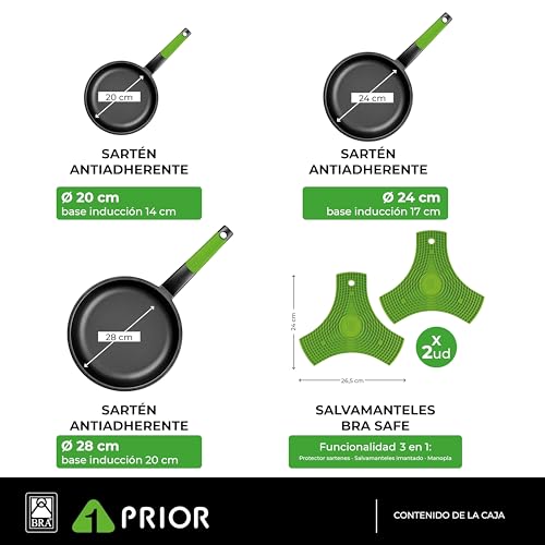 Thumbnail 1 de BRA Prior Set 3 sartenes 20–24–28 cm, aluminio fundido