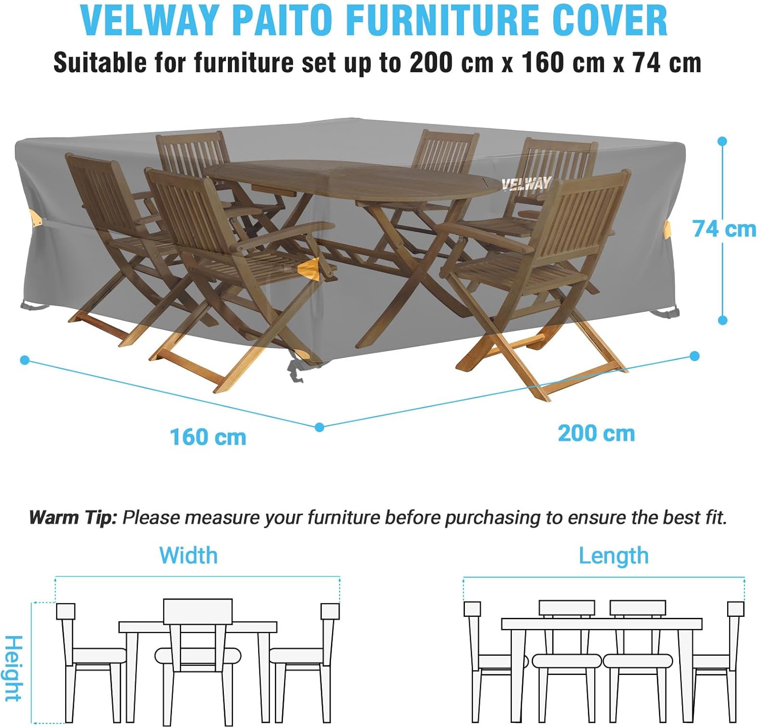Thumbnail 1 de Velway Coperture per Mobili da Giardino 200x160x74cm