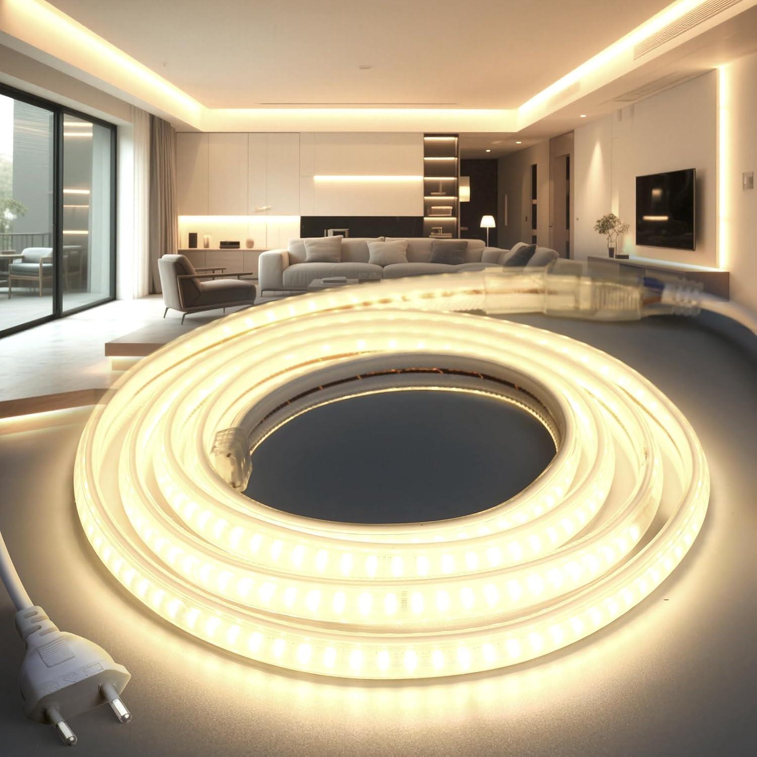 Detalle de BRIMETI LED-list 10 m, neutralvit 4000 K, IP65 och 145 LED/m
