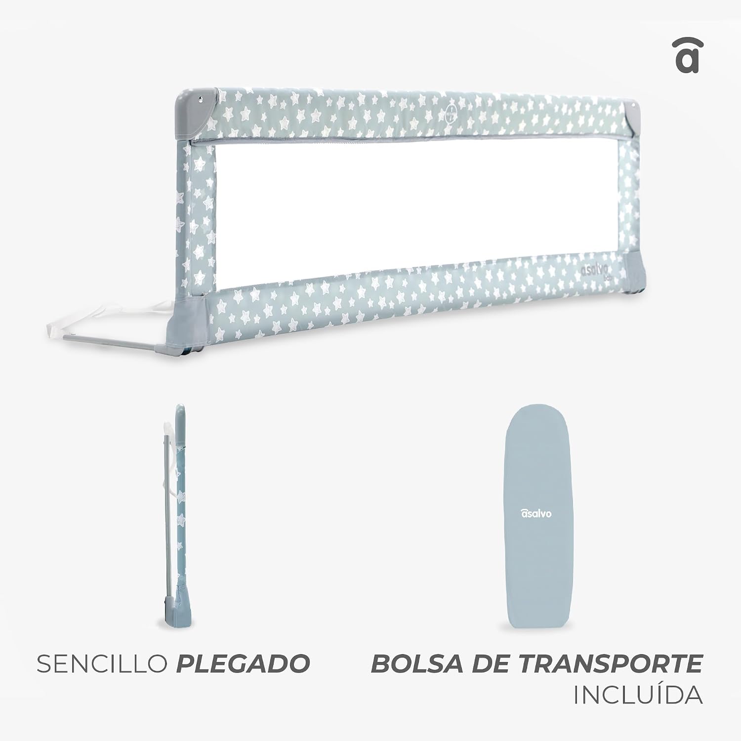 Thumbnail 4 de Asalvo Barrera de Cama de 150 cm (extra alta) para niños, abatible y plegable