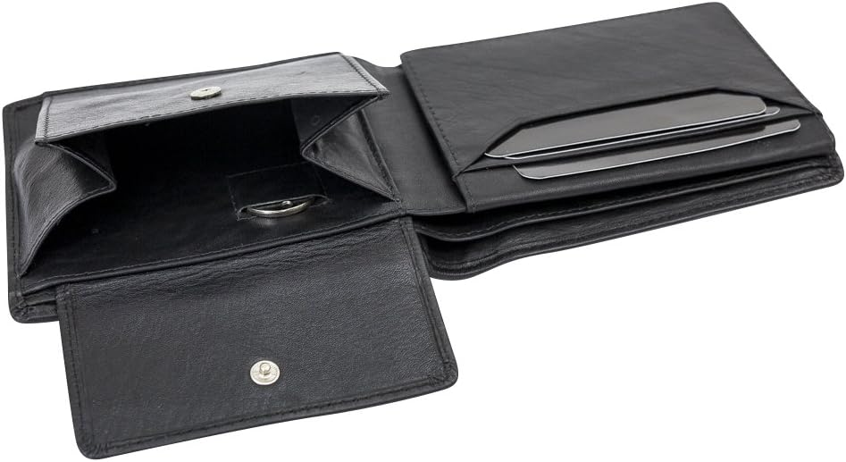 Detalle de LEAS Geldbörse Herren extra dünn mit RFID-Schutz – Echtleder, 3 Scheinfächer, Schwarz