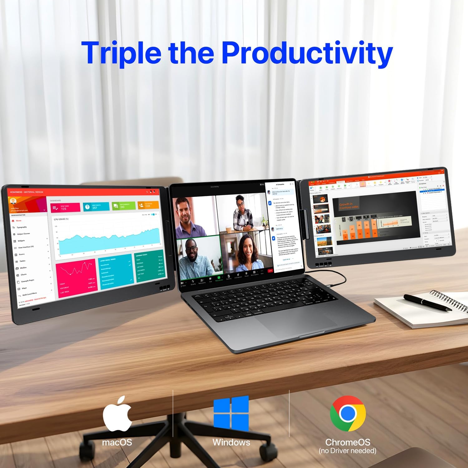 Thumbnail 6 de KPKUE X90A 14-inch Laptop Screen Extender: Triple Screen On One Cable