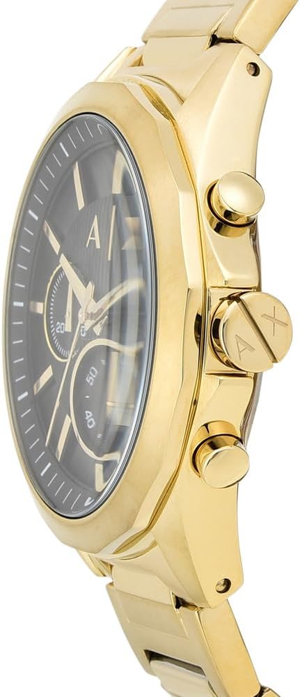 Detalle de Armani Exchange Goldfarbene Herrenuhr – Quarz-Chronograph, 44 mm Gehäuse, Edelstahlarmband