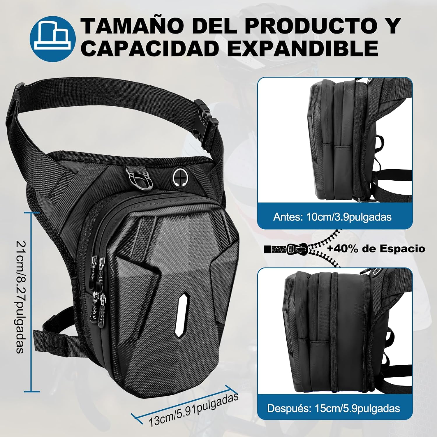 Detalle 2 de ISEYOU Pernera Moto bolsa pierna 21x13x10 cm
