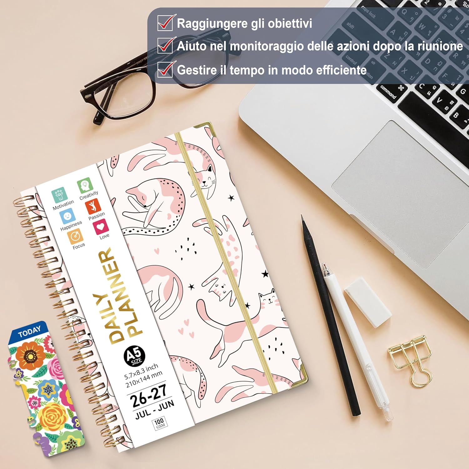 Thumbnail 6 de Gumiho Agenda Settimanale 2026‑2027 – A5 Spirale con Penna, Segnalibro e Righello