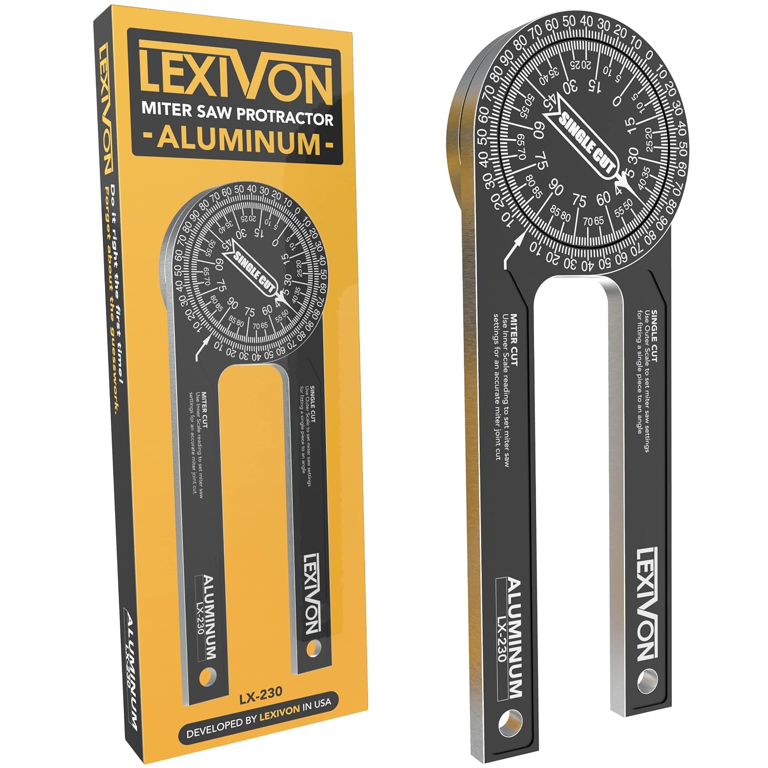 Detalle de LEXIVON LX-230 7-Inch Aluminum Miter Saw Protractor with Laser-Engraved Scales