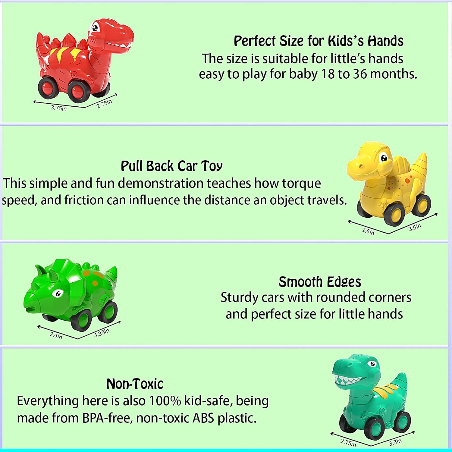 Detalle de Veslier Dinosaur Transport Truck Toy with 4 Pull-Back Cars, Lights and Sounds