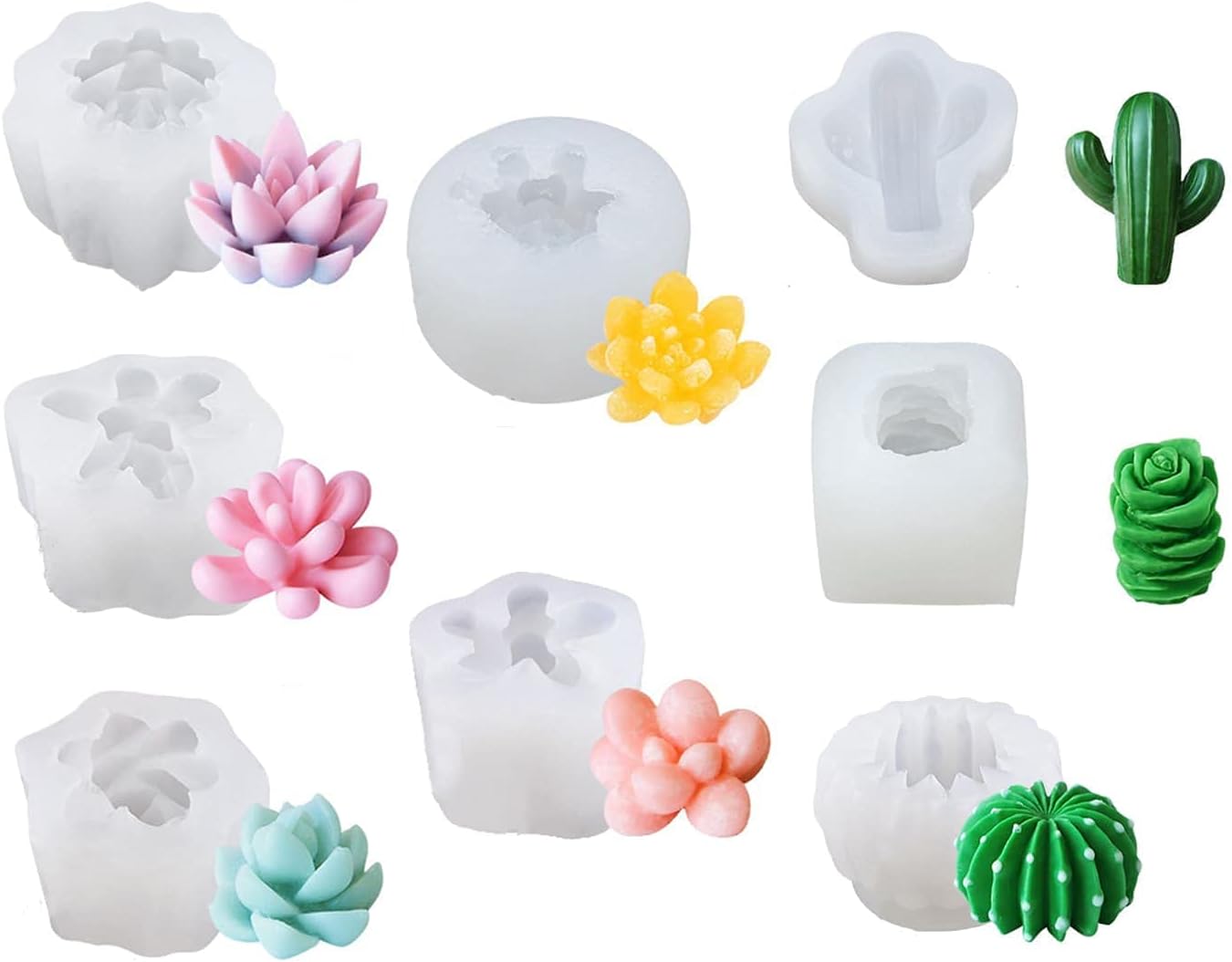 Detalle de Eidoct 8 Pcs Succulent Silicone Molds — 3D Succulent Molds for DIY Decor and Treats
