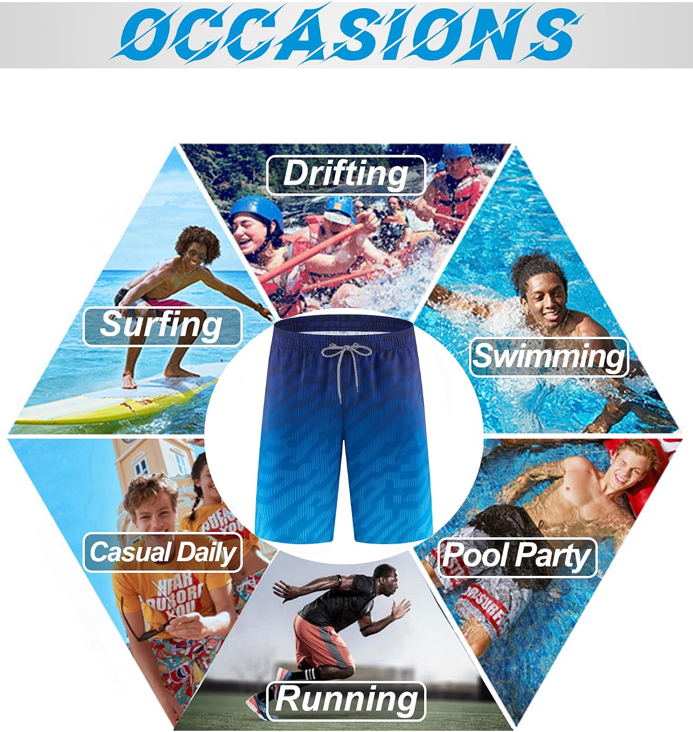Detalle de APTRO Herren Badehose Lang – schnell trocknende Boardshorts mit Innenslip und 3 Taschen