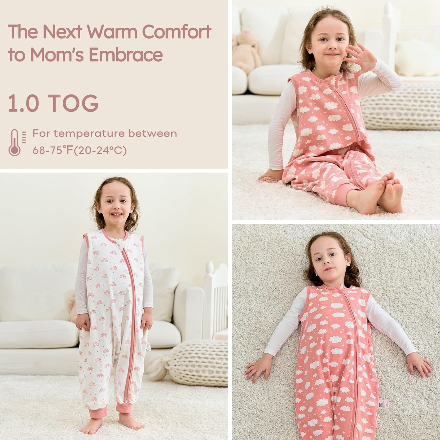 Thumbnail 3 de Unnivoll Baby Schlafsack mit Füßen 1,0 Tog – Baumwoll-Schlafsack für Jungen und Mädchen, 70–100 cm