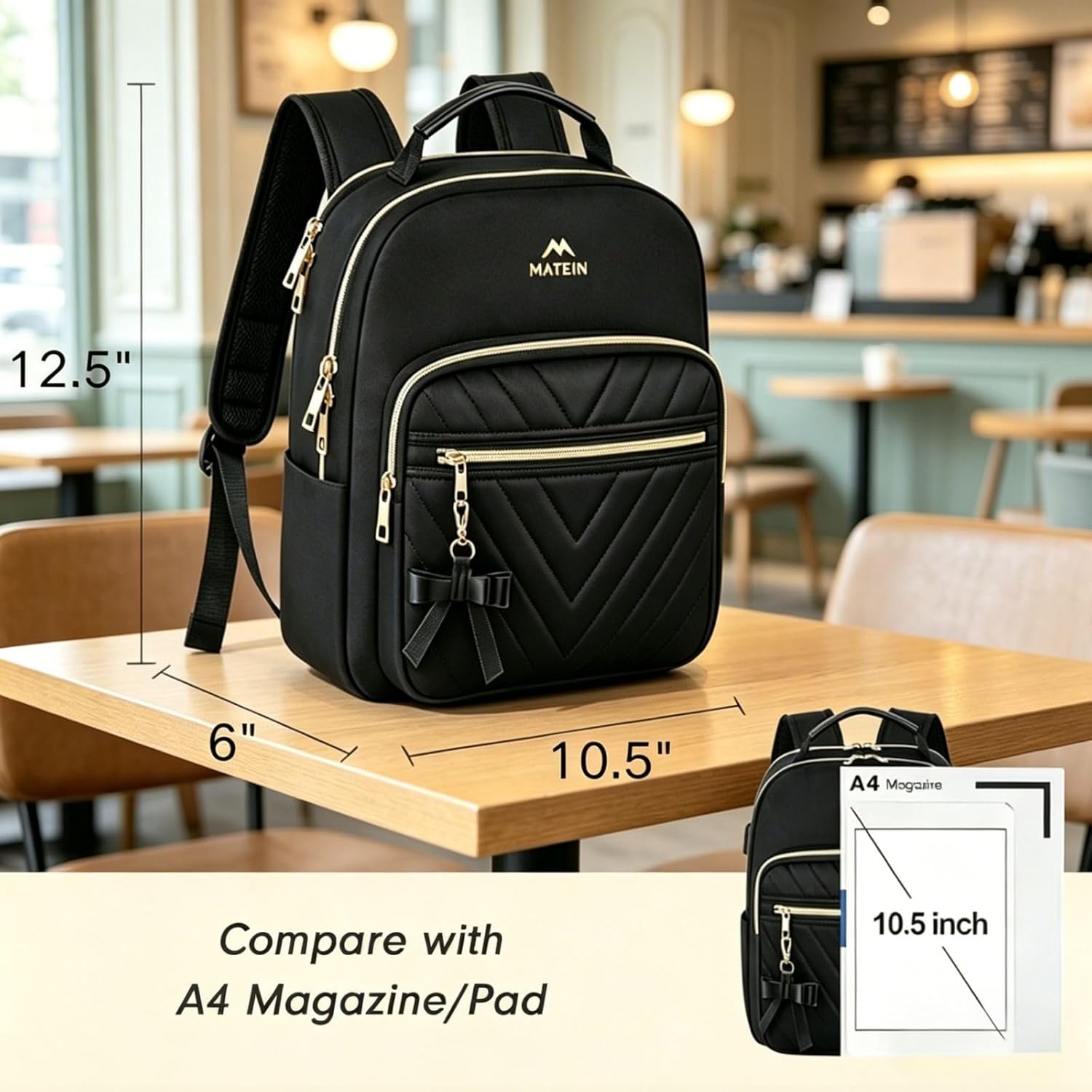 Detalle de MATEIN Mini Backpack, 12.5 x 10.5 x 6 inches