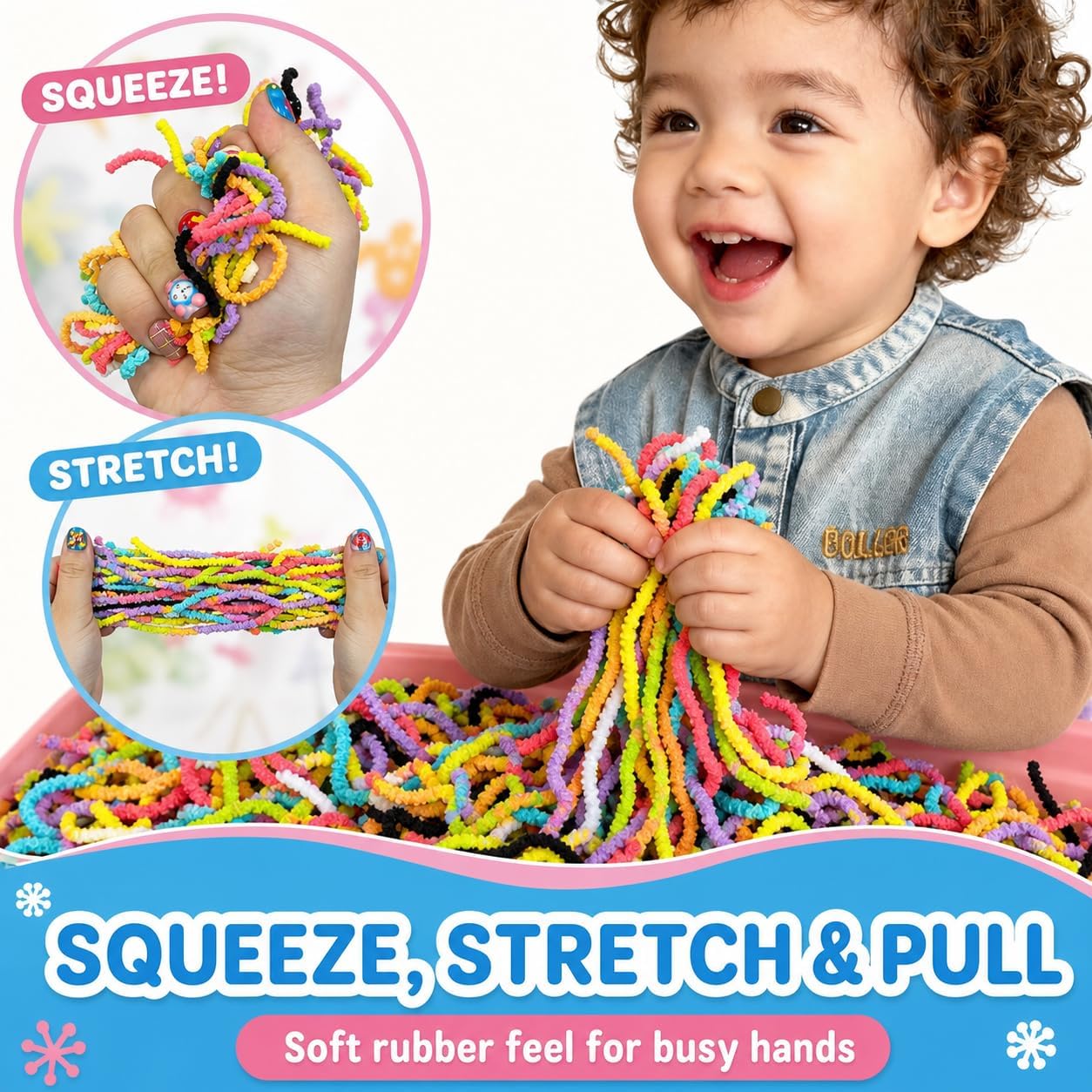 Detalle 2 de GushySnow Stretchy Latex Sensory Bin Filler, Eight-Color Mix for Fall Play