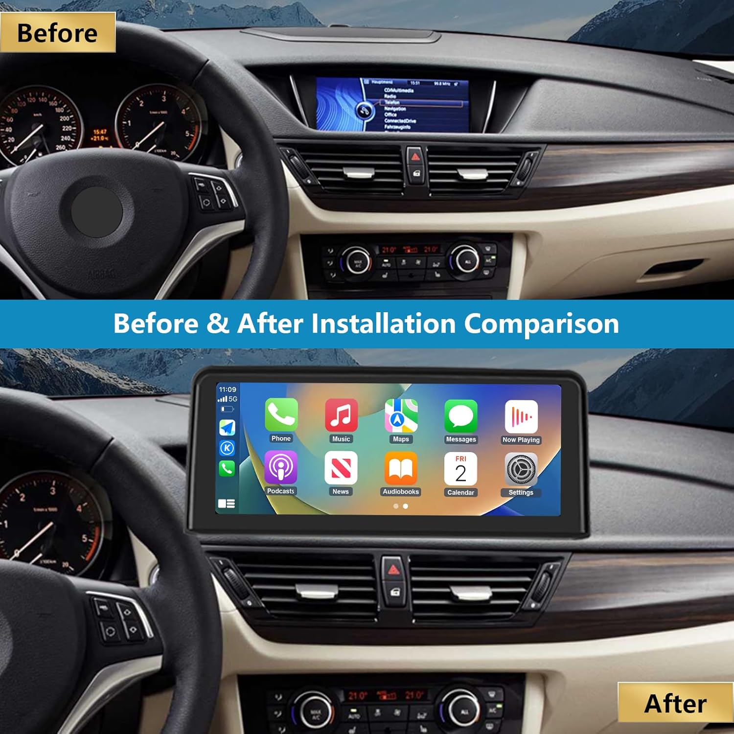 Thumbnail 2 de Ninetom Autoradio 10,25" tactile pour BMW X1 Série E84 (2009-2015) avec CarPlay sans fil et Android Auto