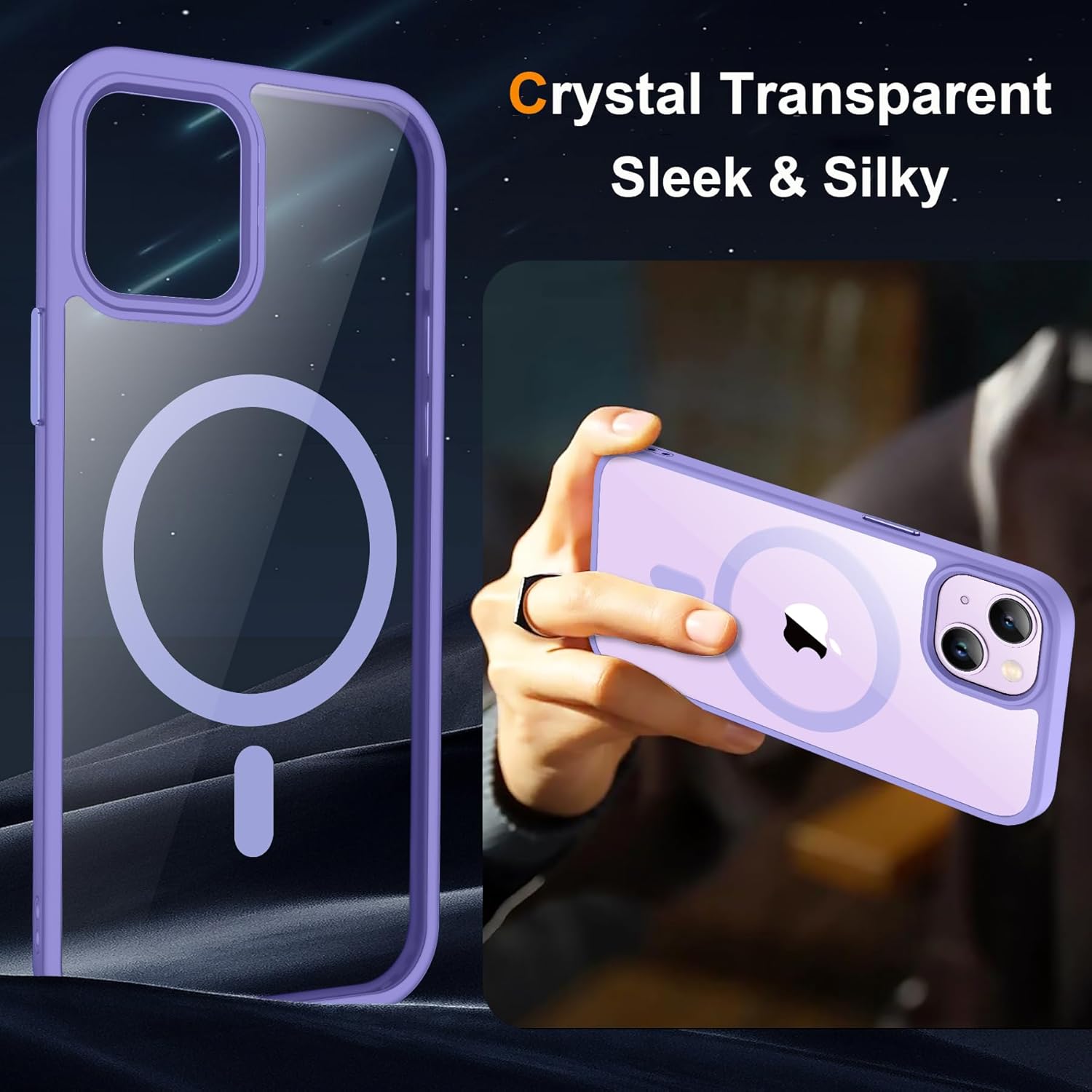 Thumbnail 3 de ORETECH Magnetic Case for iPhone 15 with 2 HD Screen Protectors – Light Purple