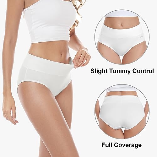 Detalle de Coskefy Women’s High Waisted Cotton Knickers – 5 Pack Briefs