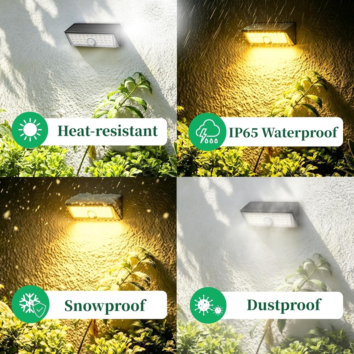 Detalle 2 de VANMOO Solar Wall Lights Outdoor: Dual-Function LED Security Lighting (2 Pack) with PIR Motion Sensor