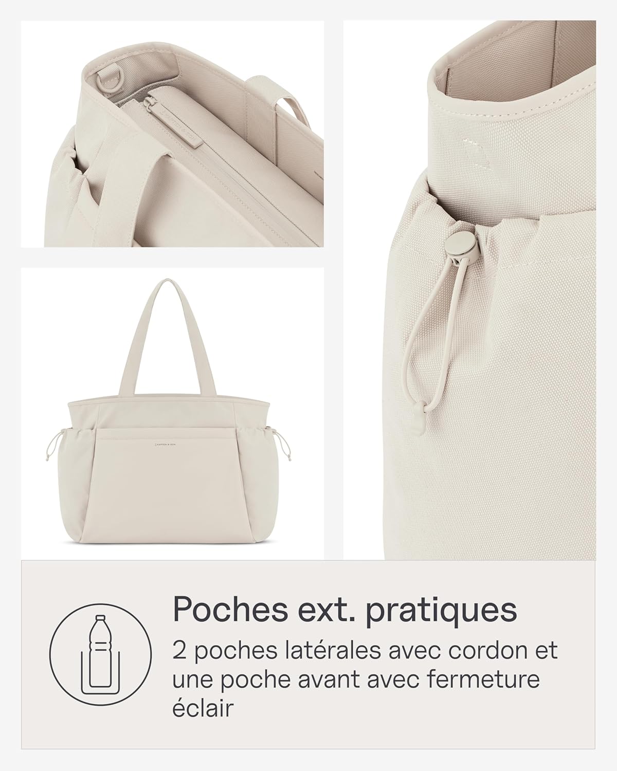 Detalle de Kapten & Son Shopper Hellvi Diaper Set: sac à langer 25 L avec fixation poussette et valise, trousse de toilette incluse