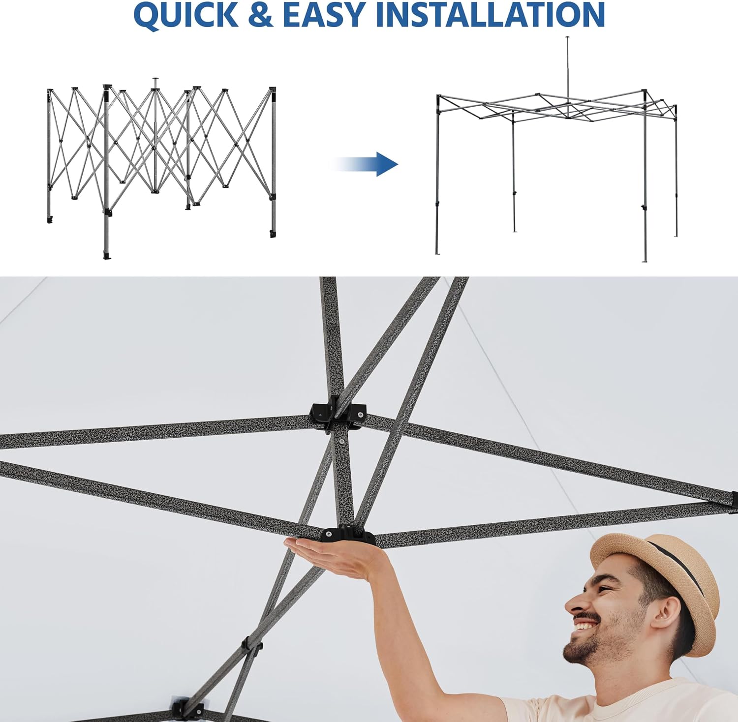 Detalle de Yaheetech YThfd40001001 10 x 10 ft Pop-Up Canopy, White, UPF 50+