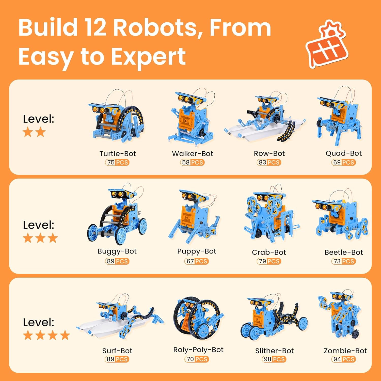 Detalle de Sillbird 12-in-1 Solar Building Robot Kit — STEM DIY for 8–13 Year Olds