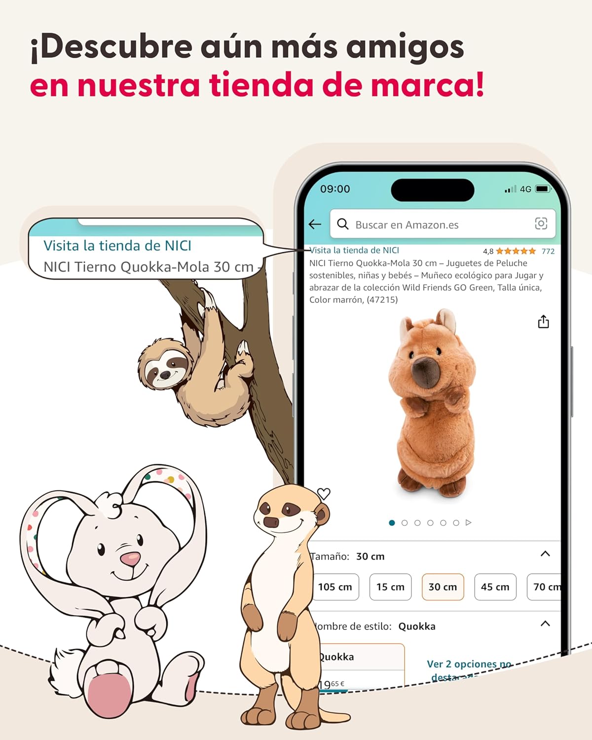 Thumbnail 6 de NICI Slobby peluche perezoso 35 cm marrón