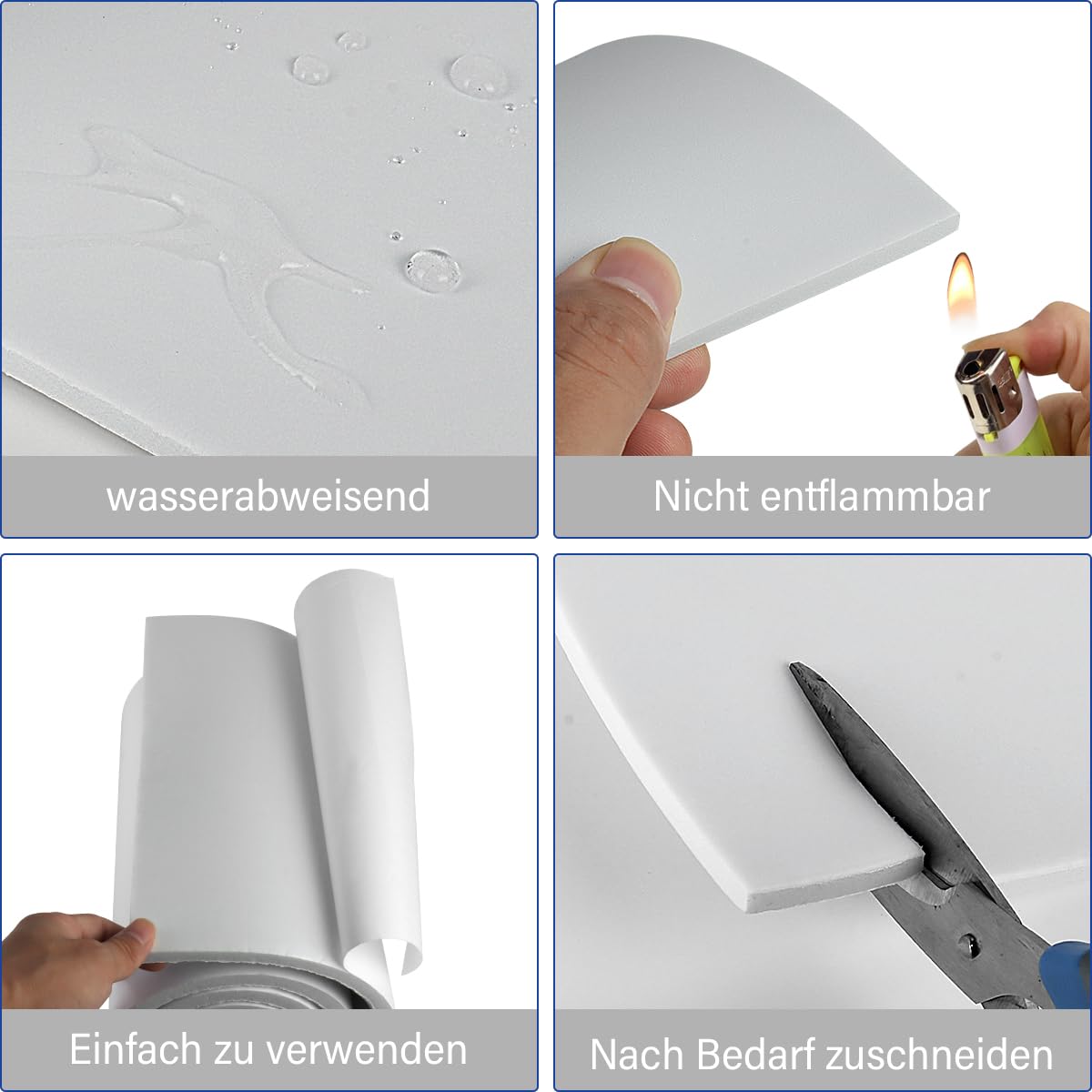 Thumbnail 2 de Selbstklebende Zellkautschuk-Schaumstoffrolle 300 mm × 3 m × 6 mm – DIY-Platte, Weiß